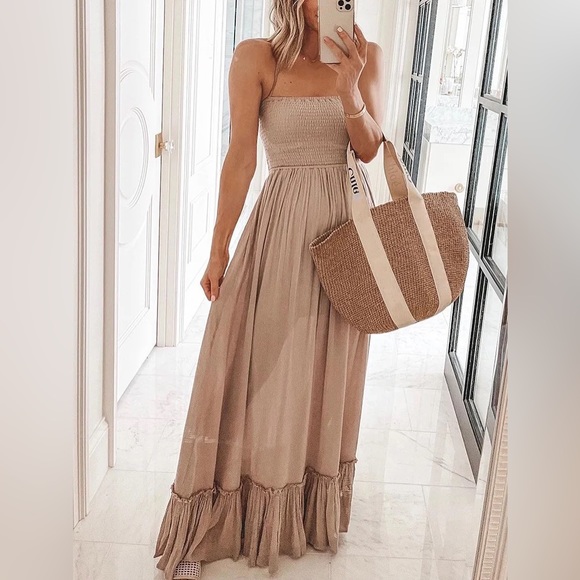 Boho Free Hippie Backless Halter Dress In Dune - Picture 6 of 11